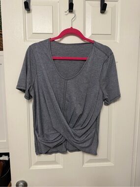 Lululemon Women's Blue/Gray Short-Sleeve Twist Front Top